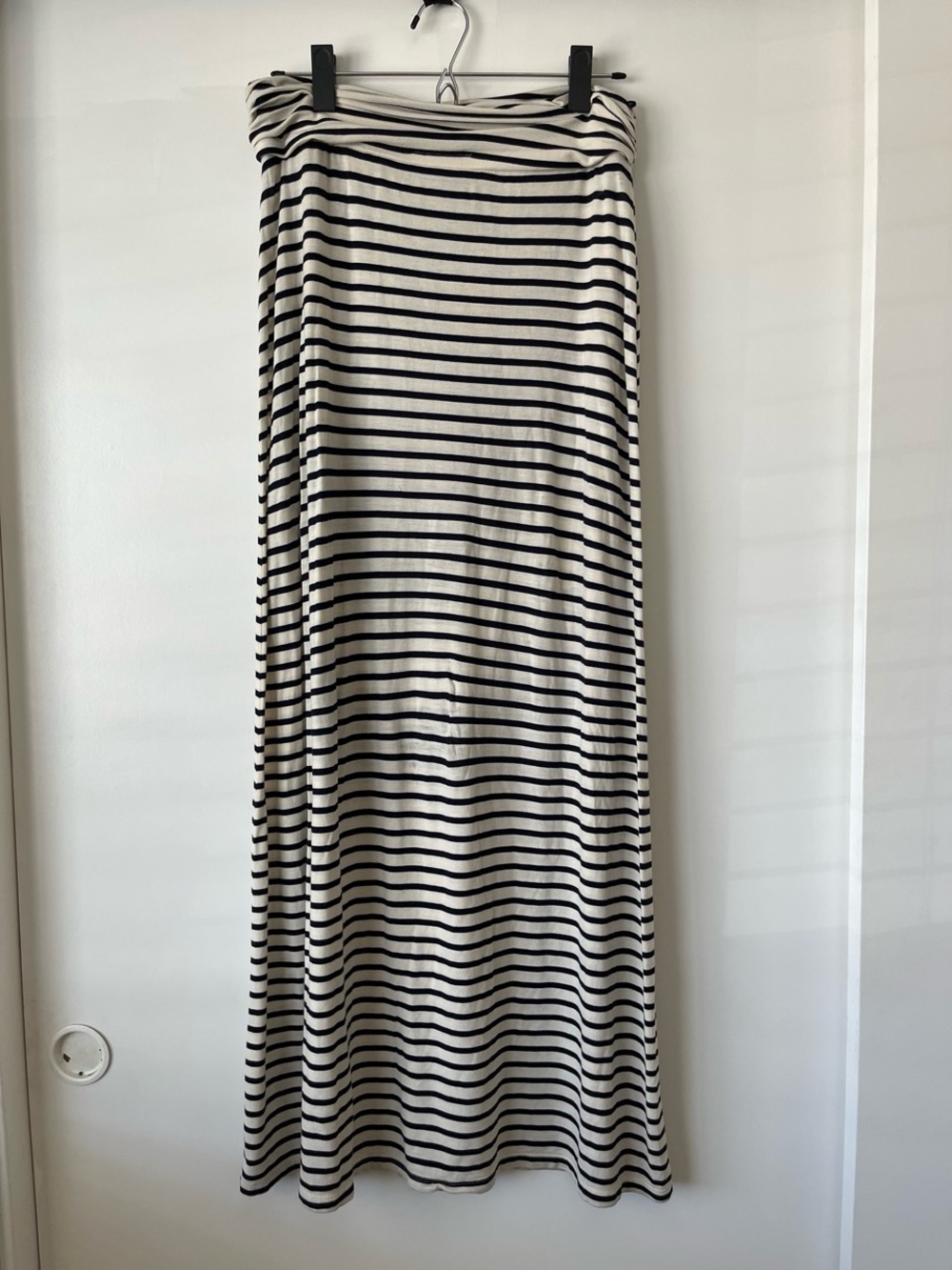 J. Crew Striped Navy and Cream Maxi Skirt - Lightweight Women's Skirt